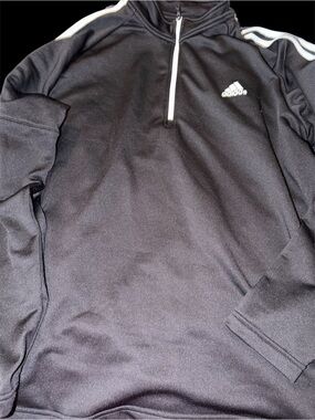 adidas Black Quarter-Zip Pullover with White Accents